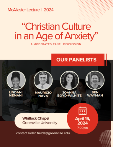 McAllaster Lecture 2024 - Christian Culture in an Age of Anxiety