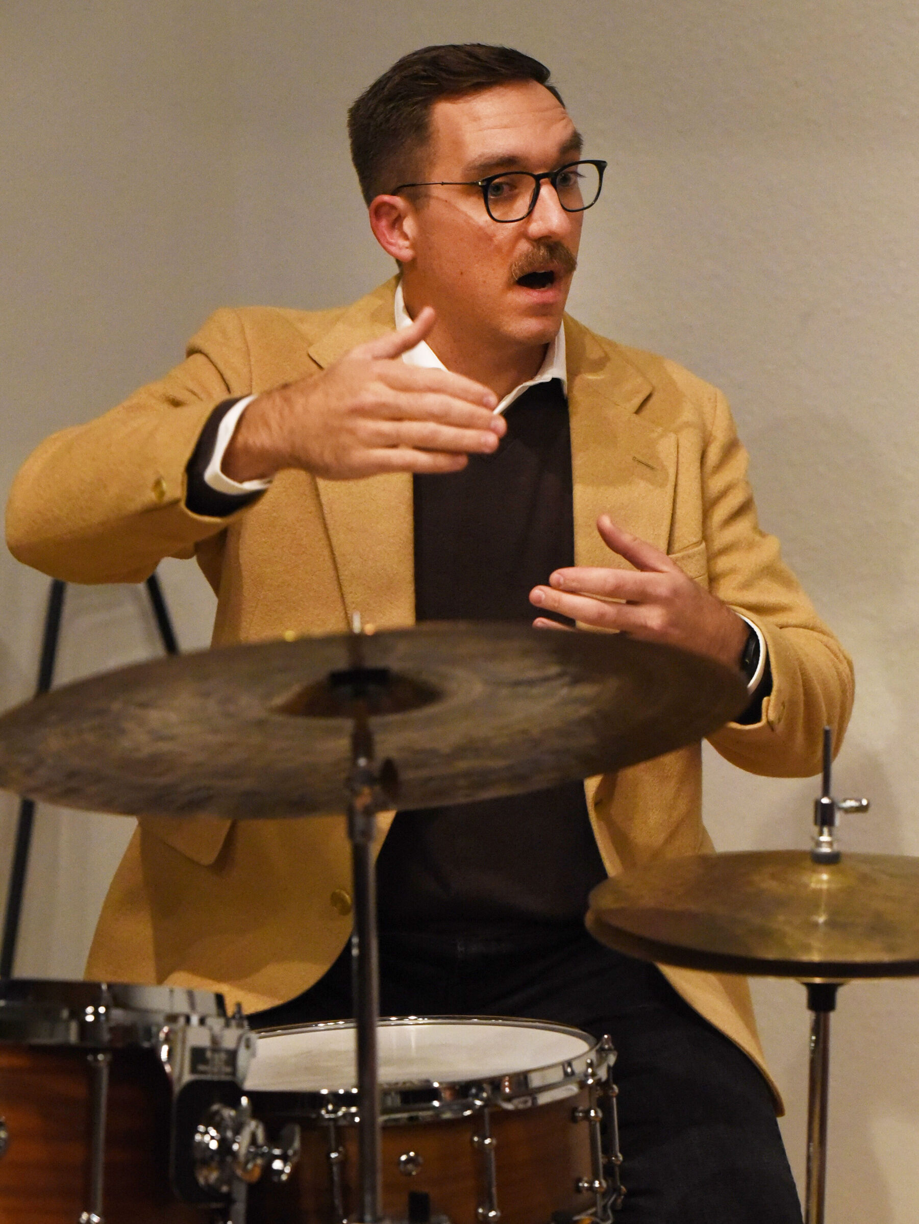 Air Force percussionist holds workshop for high schoolers, GU band members